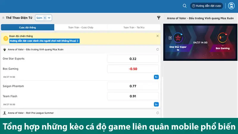 Tìm Hiểu Các Kèo Cá Cược Liên Quân Mobile Và Bí Quyết Cược Luôn Thắng