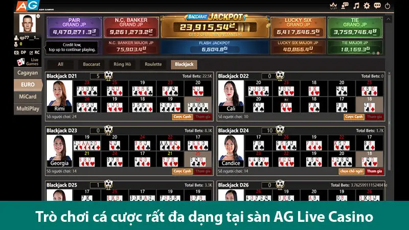 Sàn AG Live Casino – Giúp bạn chinh phục thế giới cá cược đỉnh cao
